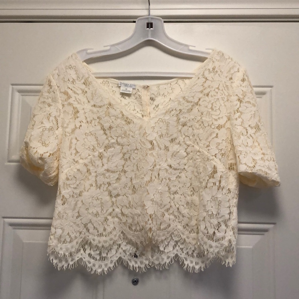 Jenny Yoo Libby top in ivory, never worn.